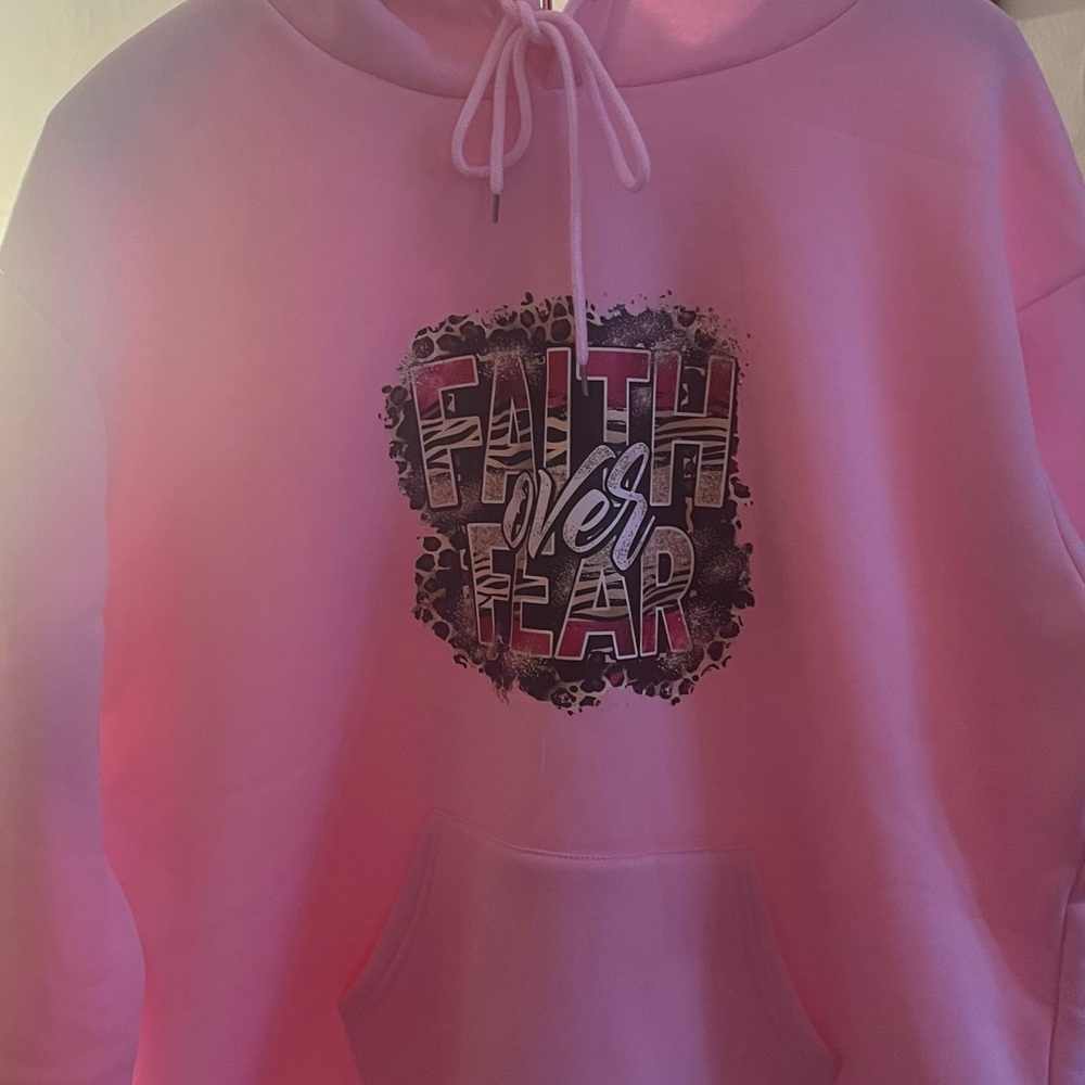 Pink "Faith Over Fear" Graphic Hoodie